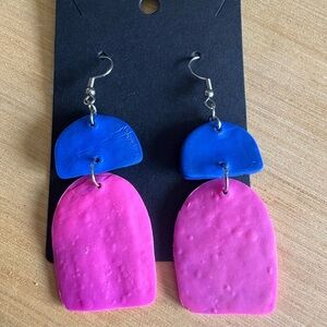 Pink and Blue Dangle Earrings